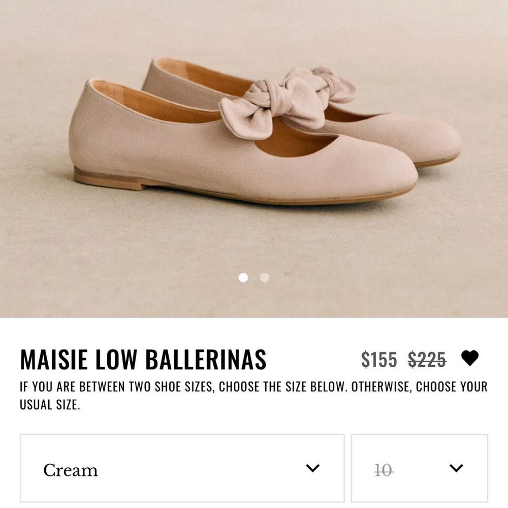 ISO SÉZANE Maisie Low Ballerinas in Cream (size 41)